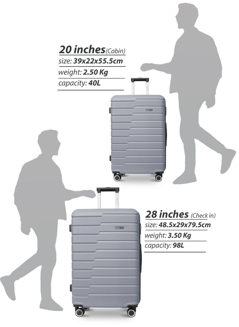 بارا جون طقم حقائب سفر بيتا مكون من قطعتين | خفيفة الوزن صغيرة  كجم وكبيرة  كجم بعجلات وأربع عجلات صلبة - فضي - Image 5