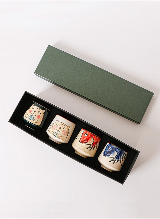 HOOPZOZA Espresso Cups Coffee Cups Mugs Handmade 4 pcs Tea Cups 220ml With Multicolour Gift Box Cups for Turkish Tea Cappuccino Latte  - Image 1