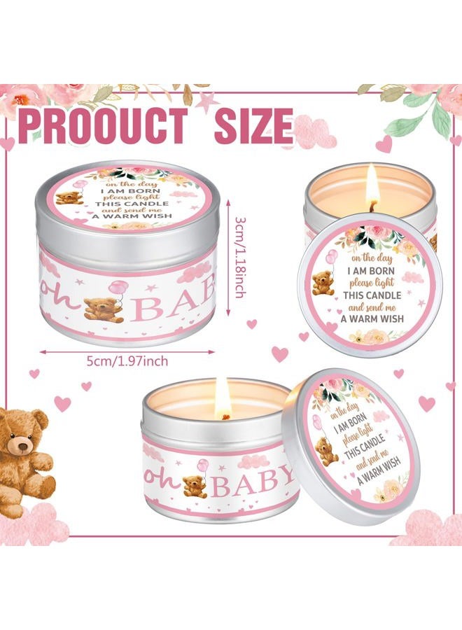 Mtlee 24 Pcs Bear Baby Shower Party Favors Candles Lavender Scented Baby Shower Favors for Guests Rustic Tealights Candles Gender Reveal Return Gifts (1.2 oz, Pink) - Image 2
