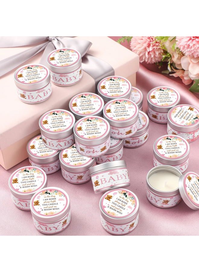 Mtlee 24 Pcs Bear Baby Shower Party Favors Candles Lavender Scented Baby Shower Favors for Guests Rustic Tealights Candles Gender Reveal Return Gifts (1.2 oz, Pink) - Image 4