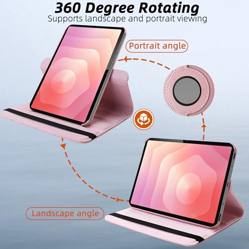 TGK 360 Rotatable Flip Cover for Samsung Galaxy Tab S11 Case 11 inch 2025, Galaxy Tab S10 Lite / S10 FE / S9 FE 10.9 inch / S9 11 Inch 2023 (Rose Gold) - Image 4