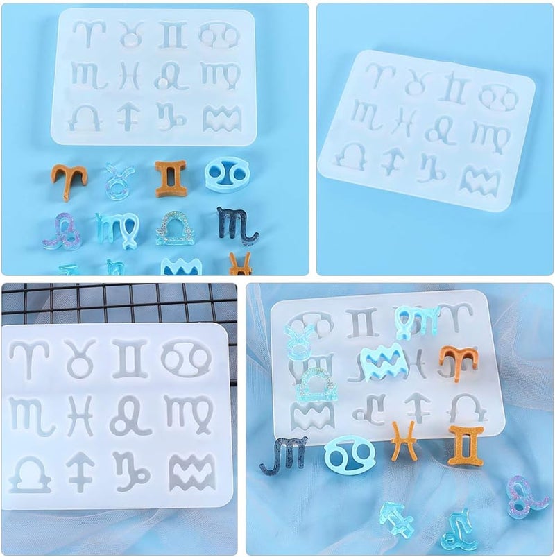 comfrt Cool Resin Molds Constellations Resin Molds Constellation Pendant Molds Set Zodiac Epoxy Resin Silicone Mold for Discs Jewelry Keychain Making Tools Accessories Resin Necklace Mold - Image 5