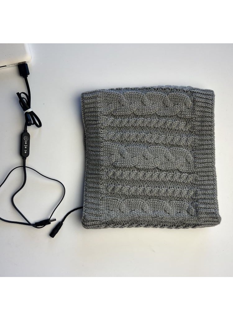 Generic USB Heated Neck Warmer Knitted Fleece Winter Scarf Coffee  - Image 4