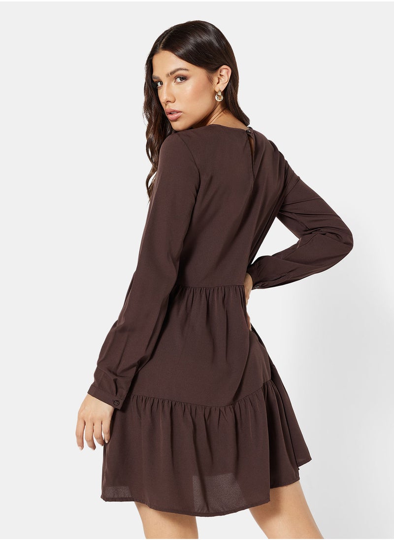 VERO MODA - Tiered Long Sleeve Mini Dress - Image 1