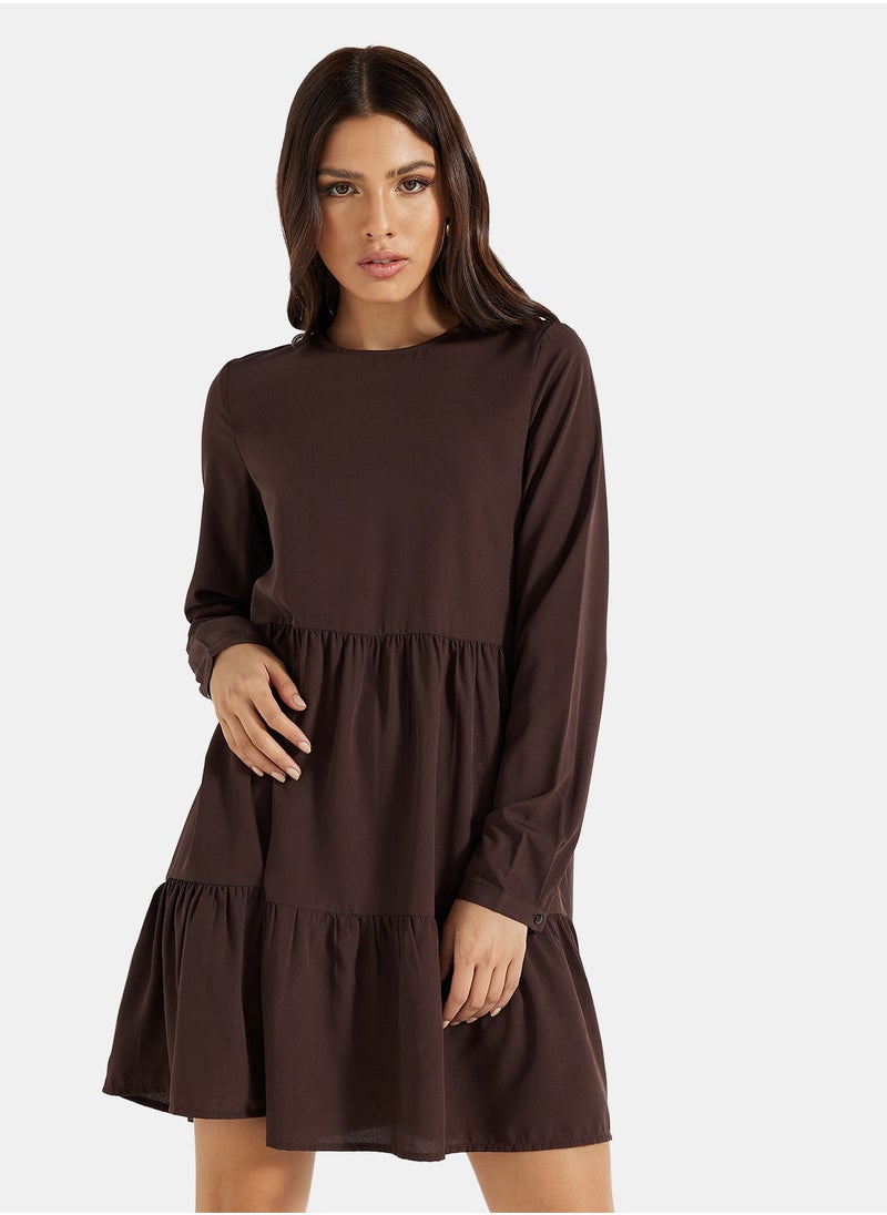 VERO MODA - Tiered Long Sleeve Mini Dress - Image 1