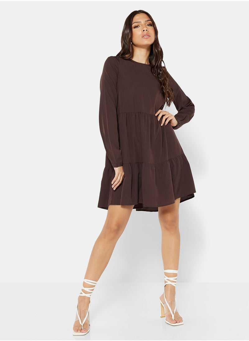 VERO MODA - Tiered Long Sleeve Mini Dress - Image 1