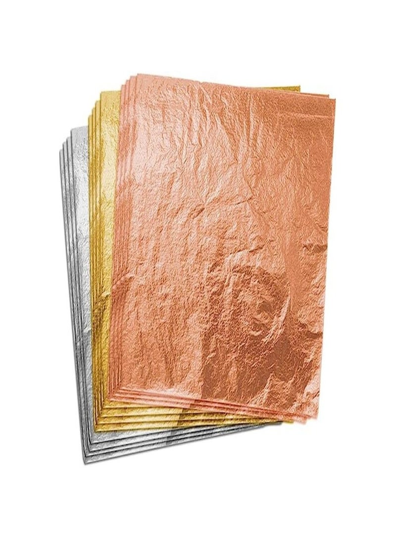 Smart 300 Gold Leaf Sheets for Resin, Gold Foil Flakes Metallic Leaf for Resin Jewelry Making, Nail Art, Slime, and Gilding Crafts (Gold, Silver, Rose Gold Color) - Image 1