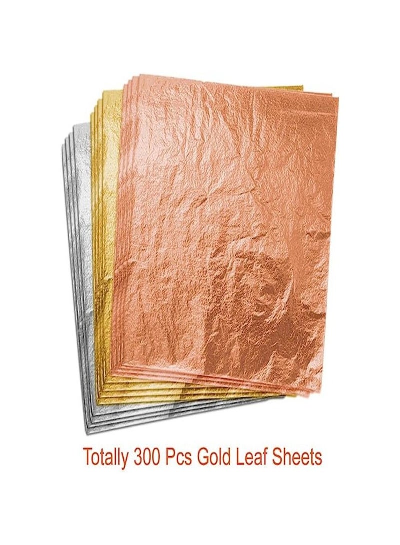 Smart 300 Gold Leaf Sheets for Resin, Gold Foil Flakes Metallic Leaf for Resin Jewelry Making, Nail Art, Slime, and Gilding Crafts (Gold, Silver, Rose Gold Color) - Image 2