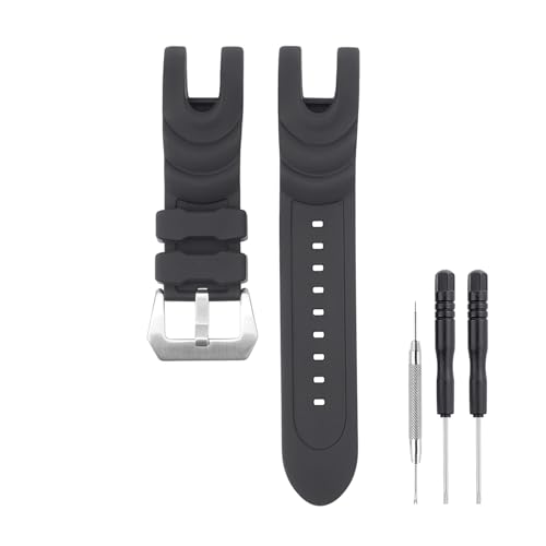 SANDEIN 26mm Watch Band Compatible with Invicta, Soft Silicone Rubber Replacement Wrist Strap for Invicta Reserve Collection Venom Watch Straps (Black + Silver Buckle) - Image 1