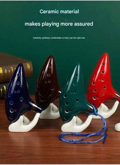12 Hole Alto C Tone Professional Ceramic Ocarina Set (Coffee Glaze)| Display stand + protective bag + beginner's guide + lanyard | Adult beginner musical instrument gift box  - Image 3