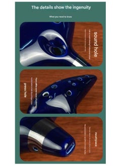 12 Hole Alto C Tone Professional Ceramic Ocarina Set (Coffee Glaze)| Display stand + protective bag + beginner's guide + lanyard | Adult beginner musical instrument gift box  - Image 2