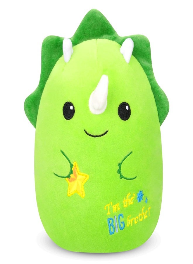 LSYDCARM Big Brother Gift Dinosaur Stuffed Animals - I'm The Big Brother Triceratops Plush Toys Cute Green Triceratops Stuffed Animal Plushie Toy New Baby Promoted to Brothers Gift for Boys - Image 1