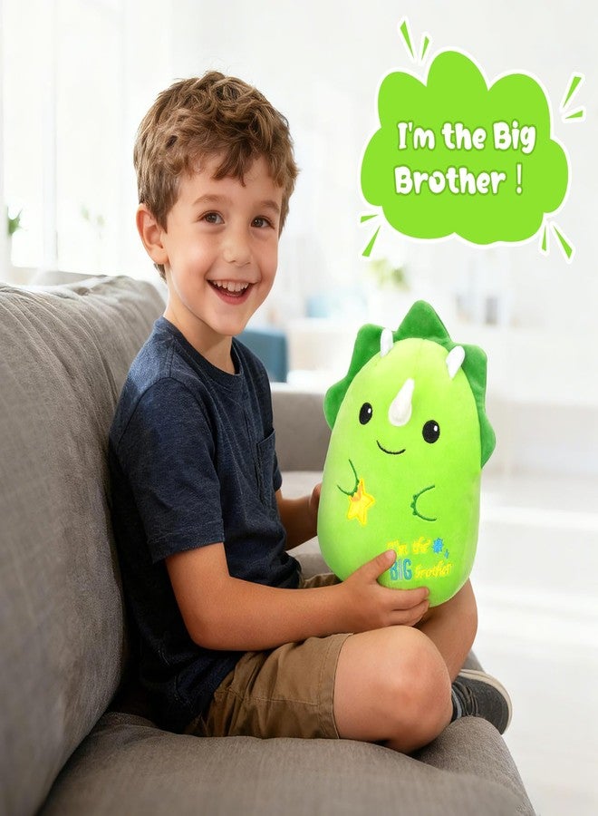 LSYDCARM Big Brother Gift Dinosaur Stuffed Animals - I'm The Big Brother Triceratops Plush Toys Cute Green Triceratops Stuffed Animal Plushie Toy New Baby Promoted to Brothers Gift for Boys - Image 5