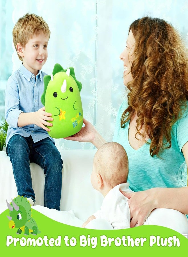 LSYDCARM Big Brother Gift Dinosaur Stuffed Animals - I'm The Big Brother Triceratops Plush Toys Cute Green Triceratops Stuffed Animal Plushie Toy New Baby Promoted to Brothers Gift for Boys - Image 2