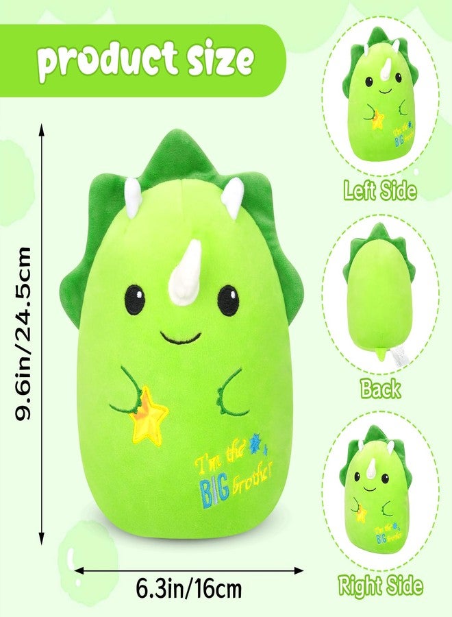 LSYDCARM Big Brother Gift Dinosaur Stuffed Animals - I'm The Big Brother Triceratops Plush Toys Cute Green Triceratops Stuffed Animal Plushie Toy New Baby Promoted to Brothers Gift for Boys - Image 3