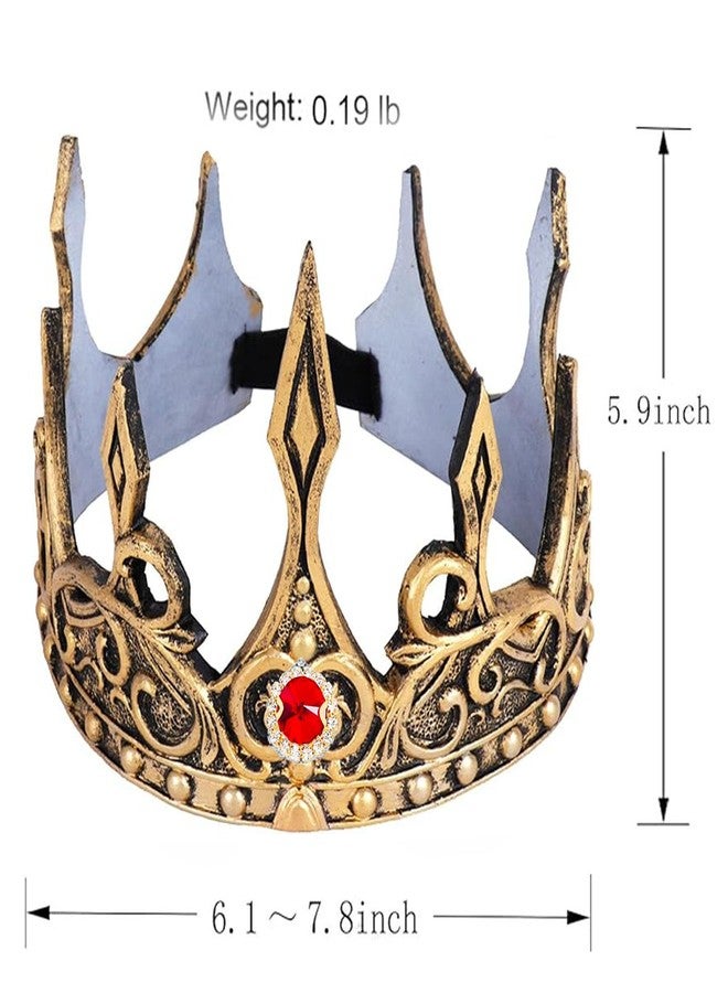 DothRayan Golden Ruby King Crown for Boys and Girls, Royal Golden Foam for Men Women Birthday Crown Costume Prom Party, Prince Cosplay Headdress, Halloween Cosplay Prop Holiday Party Favors - Image 5