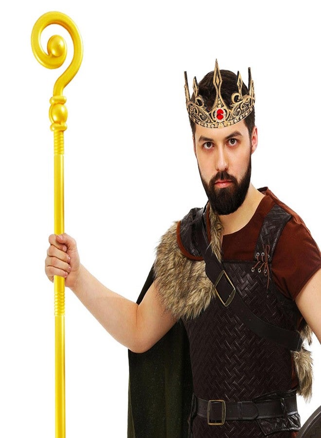 DothRayan Golden Ruby King Crown for Boys and Girls, Royal Golden Foam for Men Women Birthday Crown Costume Prom Party, Prince Cosplay Headdress, Halloween Cosplay Prop Holiday Party Favors - Image 2