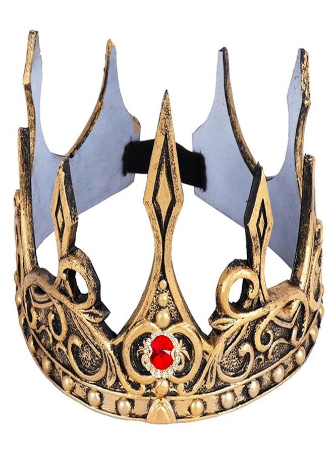DothRayan Golden Ruby King Crown for Boys and Girls, Royal Golden Foam for Men Women Birthday Crown Costume Prom Party, Prince Cosplay Headdress, Halloween Cosplay Prop Holiday Party Favors - Image 1