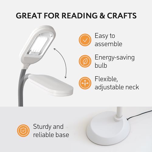 Kenley Natural Daylight Floor Lamp - Craft Light Floor Standing for Reading, Crafting, Sewing - Adjustable Gooseneck - Task Lamps for Living Room, Bedroom, Office - Image 3