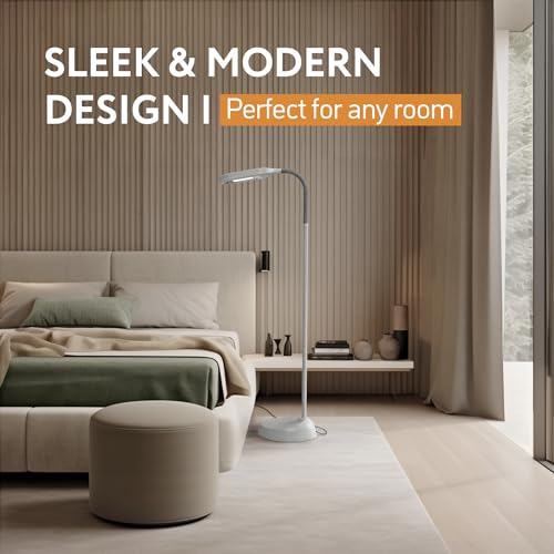 Kenley Natural Daylight Floor Lamp - Craft Light Floor Standing for Reading, Crafting, Sewing - Adjustable Gooseneck - Task Lamps for Living Room, Bedroom, Office - Image 5