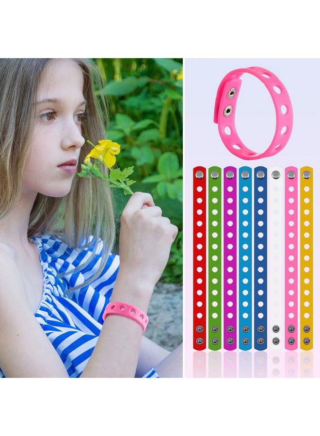 Mtlee 12 Pieces Silicone Wristbands Adjustable Rubber Bracelets Colorful Cute Charm Bracelets With Holes For Shoe Charm Boys Girls Birthday Party Award (Vivid Colors8.3 Inch) - Image 5