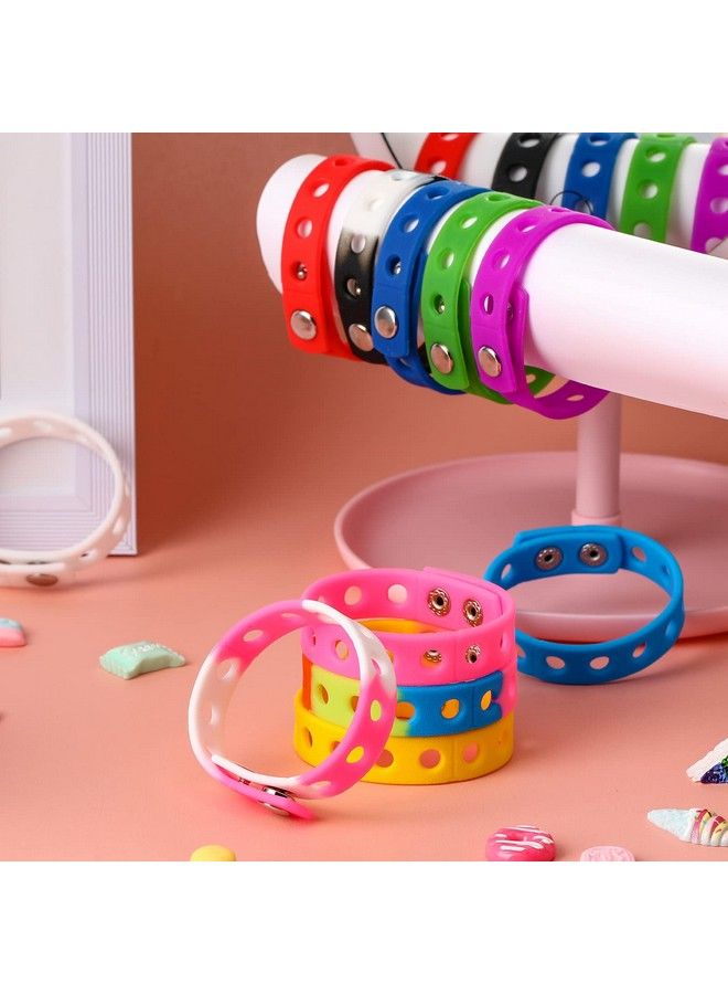Mtlee 12 Pieces Silicone Wristbands Adjustable Rubber Bracelets Colorful Cute Charm Bracelets With Holes For Shoe Charm Boys Girls Birthday Party Award (Vivid Colors8.3 Inch) - Image 4