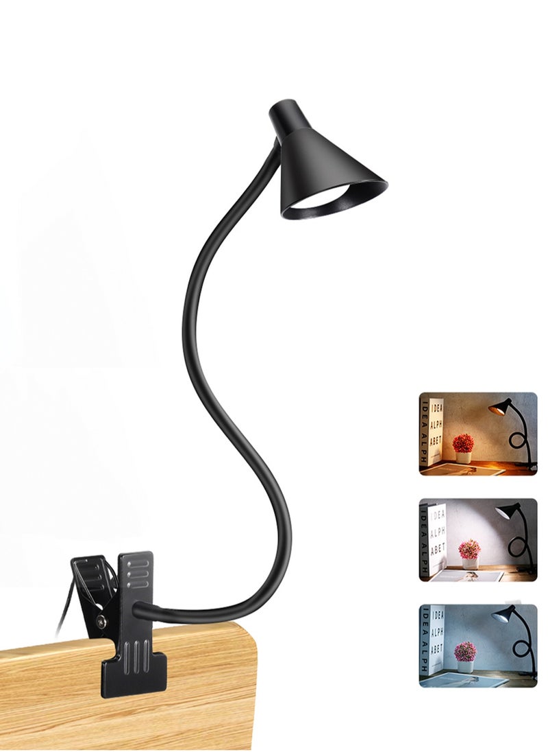 LOOPITYS - Reading Light, USB Clamp Lamp for Child Reading Book in Bed at Night, LED Small Desk Lamp with Adjustable Gooseneck Clip on Beside Table for Studying Working Drafting Sewing - Image 1