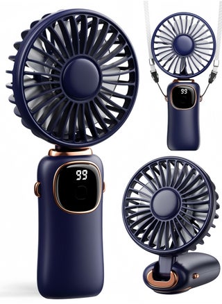 Mini Handheld Fan  5 Speed Adjustable 90° Foldable & 3-in-1 (Handheld/Neck/Desk)  Digital Display Portable Small Fan for Women Makeup Travel Office (Dark Blue) - pzsku/ZDF2E2B239367695AE868Z/45/1749520129/24a1b372-4924-406b-8a40-d475bd924eee