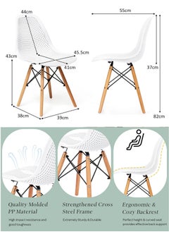 ماس طقم مكون من 5 قطع طاولة طعام وقهوة خشبية مع كراسي بتصميم عصري  للمنزل والمكتب مع 4 كراسي ومقاعد بلاستيكية وارجل خشبية باطار معدني من ماس  - Image 4