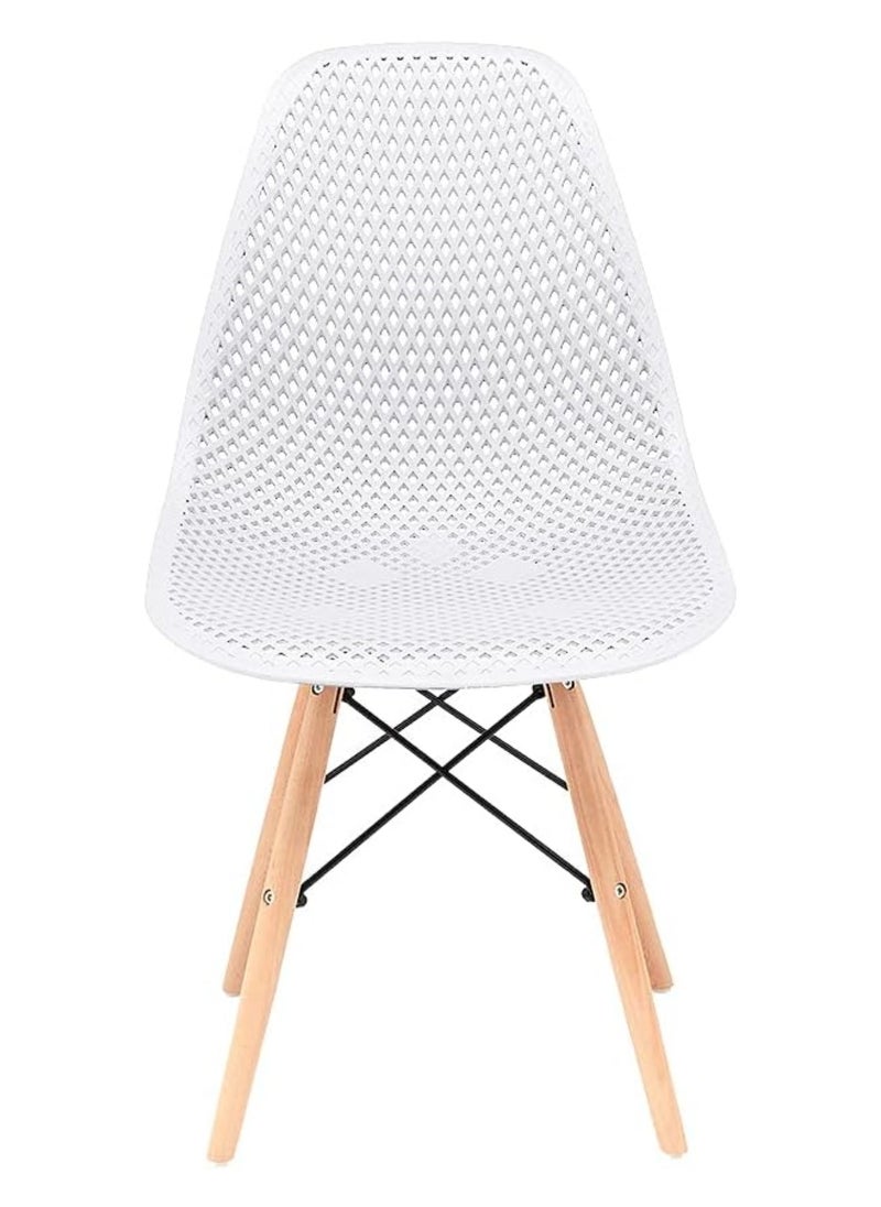 MAAS - A Set of 5 Pieces a Wooden Dining and Coffee Table with Chairs In A Modern Design for Home and Office with 4 Chairs Plastic Stools and Wooden Legs with A Metal Frame From Maas - Image 1