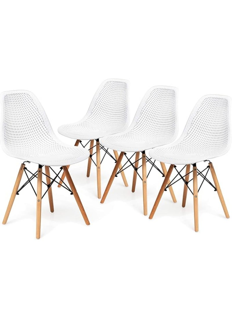 MAAS - A Set of 5 Pieces a Wooden Dining and Coffee Table with Chairs In A Modern Design for Home and Office with 4 Chairs Plastic Stools and Wooden Legs with A Metal Frame From Maas - Image 1
