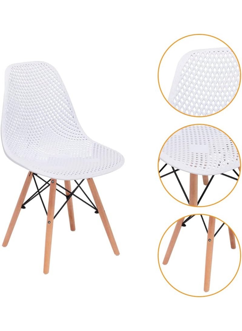 MAAS - A Set of 5 Pieces a Wooden Dining and Coffee Table with Chairs In A Modern Design for Home and Office with 4 Chairs Plastic Stools and Wooden Legs with A Metal Frame From Maas - Image 1