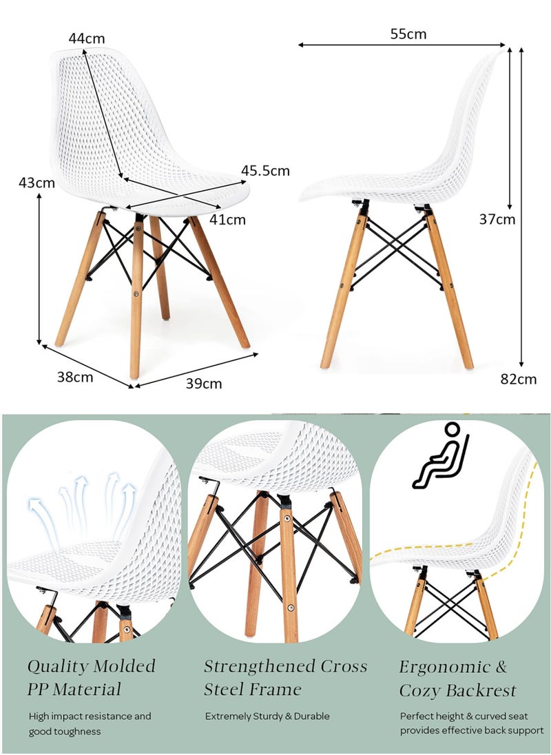 MAAS - A Set of 5 Pieces a Wooden Dining and Coffee Table with Chairs In A Modern Design for Home and Office with 4 Chairs Plastic Stools and Wooden Legs with A Metal Frame From Maas - Image 1