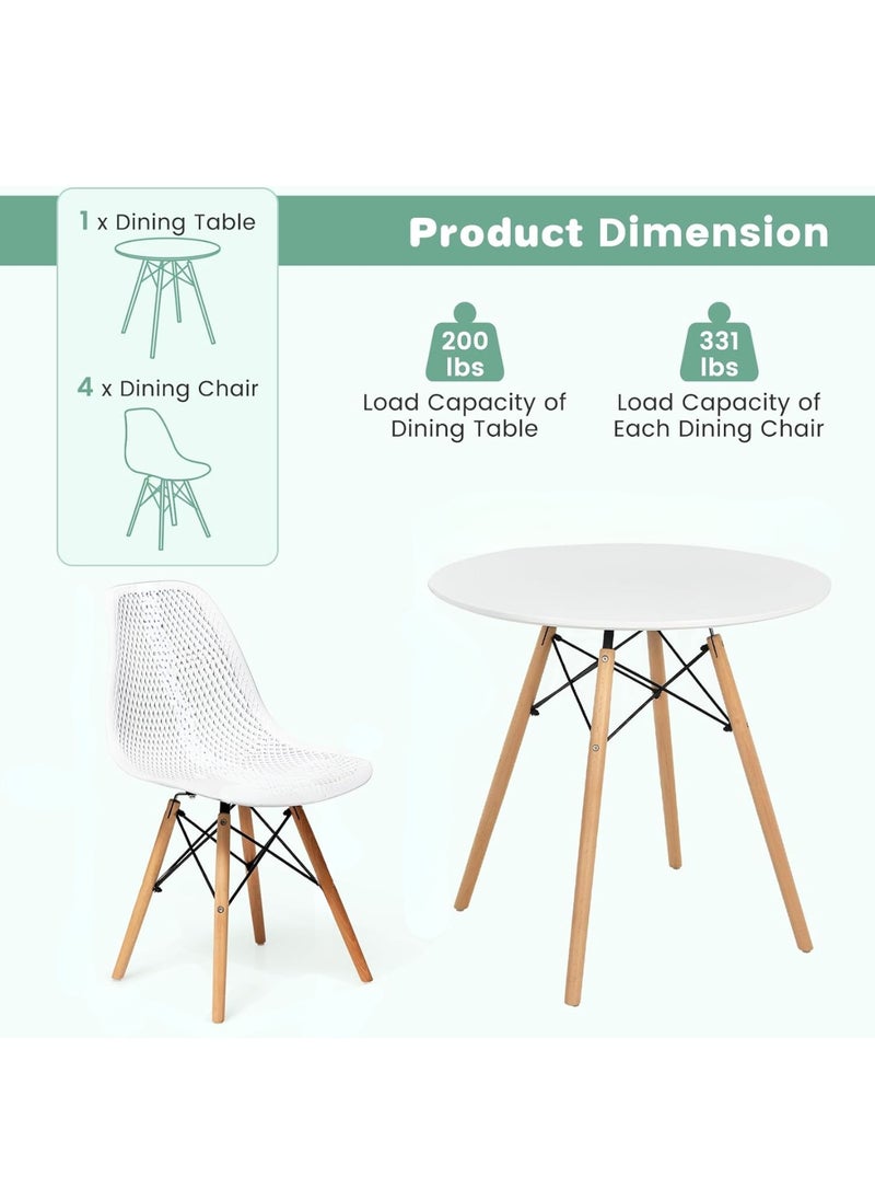 MAAS - A Set of 5 Pieces a Wooden Dining and Coffee Table with Chairs In A Modern Design for Home and Office with 4 Chairs Plastic Stools and Wooden Legs with A Metal Frame From Maas - Image 1