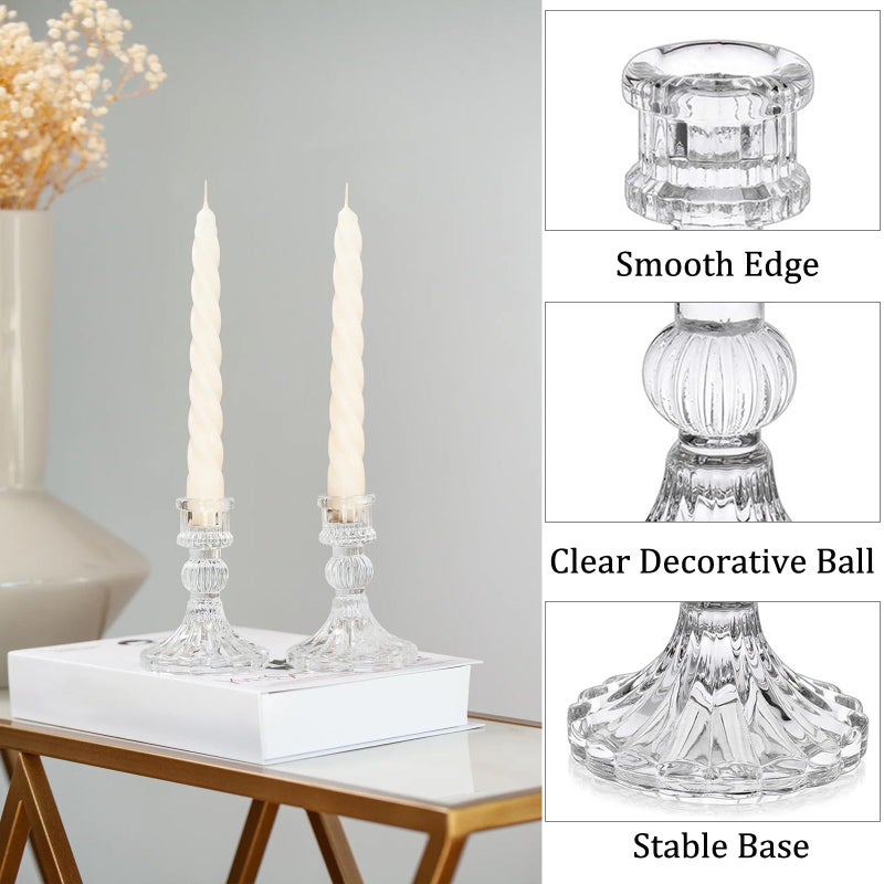 AUMAYCO 6 Pack Glass Taper Candlestick Holders, Clear Candlestick Holders, 4" H Stripe Crystal Candle Holders Decorative Candle Stand Centerpiece for Wedding, Festival, Dinning Party Table Decor - Image 3