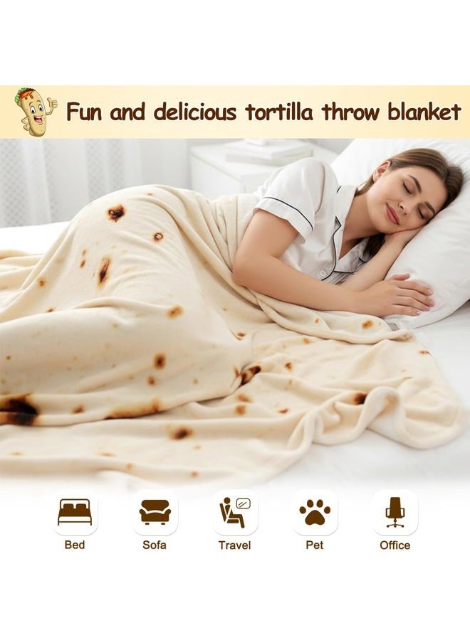 mermaker Burritos Tortilla Throw Blanket 2.0 Double Sided 80 inches for Adult and Kids, Giant Funny Realistic Food Blanket, 285 GSM Novelty Soft Flannel Taco Blanket (Yellow Blanket-Double Sided) - Image 4