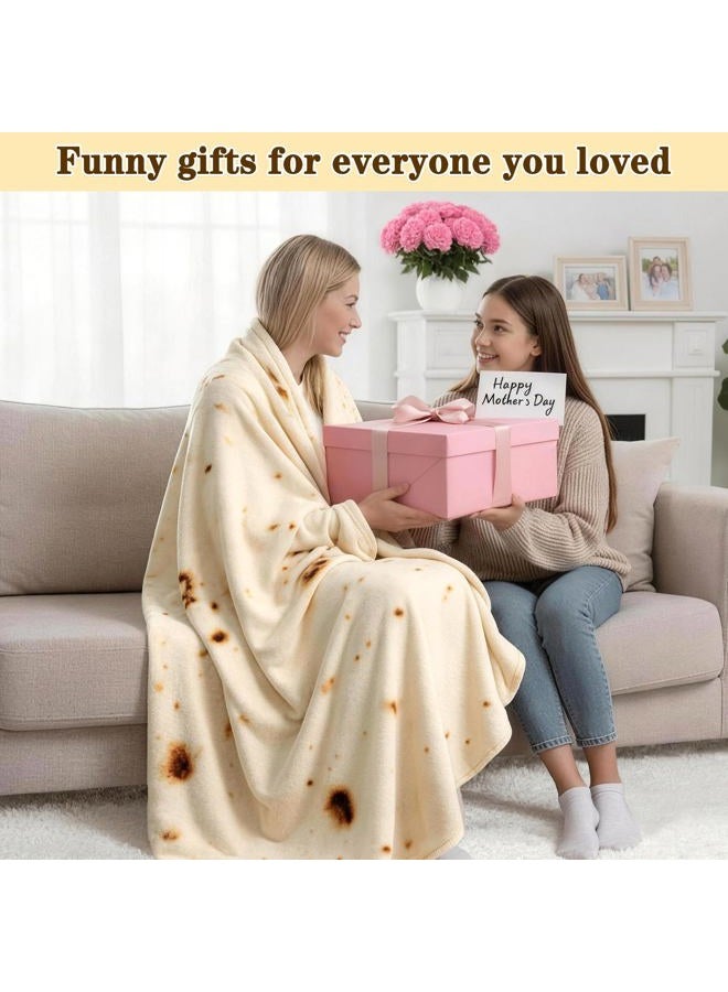 mermaker Burritos Tortilla Throw Blanket 2.0 Double Sided 80 inches for Adult and Kids, Giant Funny Realistic Food Blanket, 285 GSM Novelty Soft Flannel Taco Blanket (Yellow Blanket-Double Sided) - Image 3