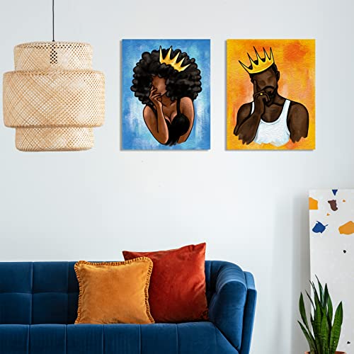Nuberlic Date Night Sip and Paint Kit for Adults Pre Drawn Canvas to Paint for Adults Valentines Couples Painting kit Date Night Party Supplies Afro King Queen 2 Pack 8x10in - Image 4