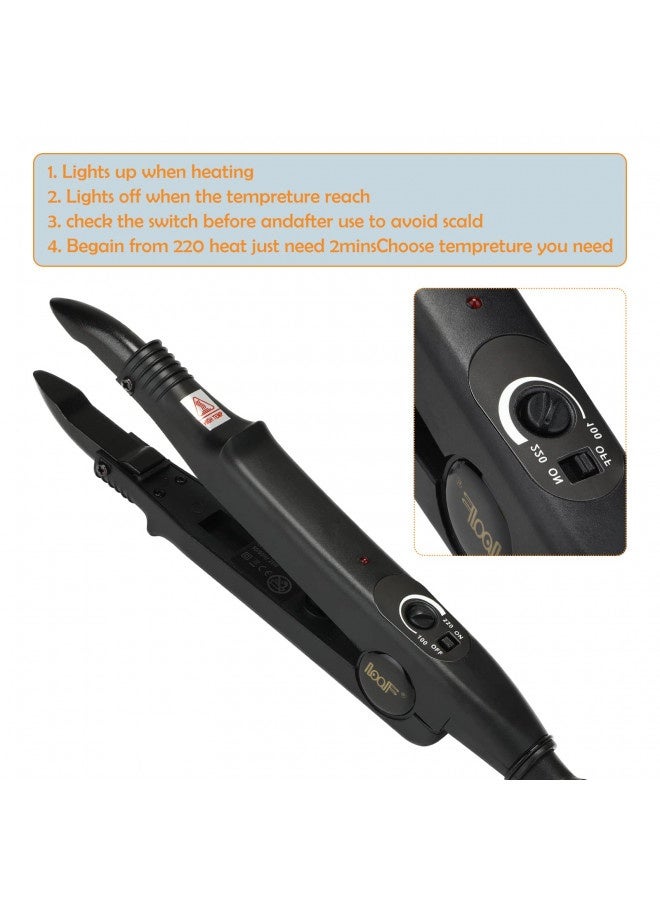 TopWigy TopWigy Professional Hair Extensions Tool Hair Connector Fusion Heat Iron Connector Wand Temperature Adjustable Melting Tool with US Plug (Black U-tip)  - Image 2