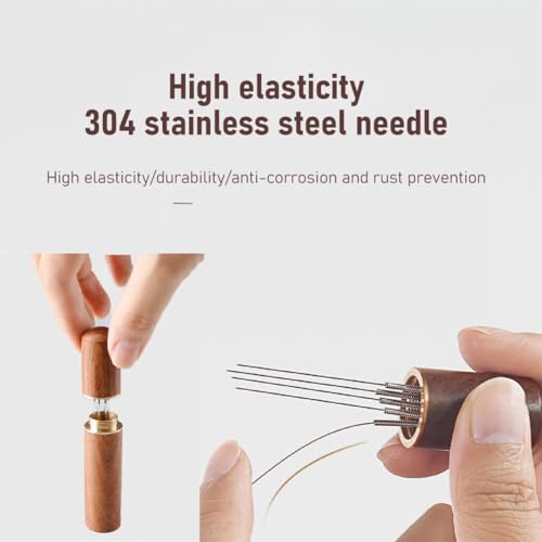 Gozaqe Espresso Coffee Needle Stirrers,6 Needles,304 Stainless Steel Needle,Natural Wood Handle and Stand,Coffee Accessories for Espresso Stirring Distribution - Image 4