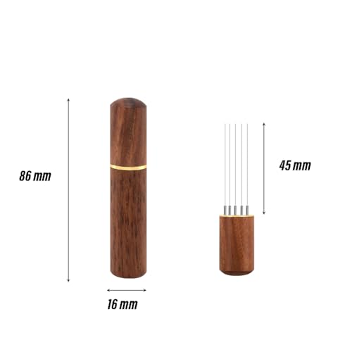 Gozaqe Espresso Coffee Needle Stirrers,6 Needles,304 Stainless Steel Needle,Natural Wood Handle and Stand,Coffee Accessories for Espresso Stirring Distribution - Image 2
