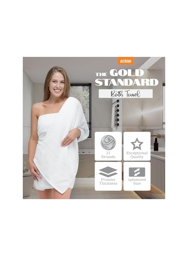 The Bros Bath Towel Set Pack of 3, (140 x 70 cm) (35 x 35 cm) Microfiber Ultra Soft Highly Absorbent Hand Towels Set, Lightweight and Quick Drying for Body, Beach, Sport, Yoga, SPA (White) - Image 2