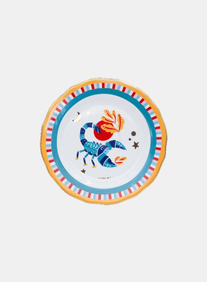 Baci milano Porcelain Decorative Plate 6.3 Inches (16 cm) – Design with Scorpio Accent – Round Jewellery Tray for Table or Wall – Home Decor & Gifts for Women - Image 1