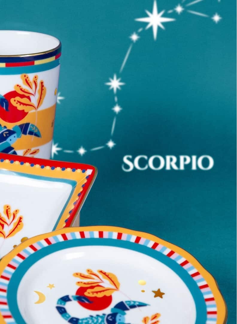 Baci milano Porcelain Decorative Plate 6.3 Inches (16 cm) – Design with Scorpio Accent – Round Jewellery Tray for Table or Wall – Home Decor & Gifts for Women - Image 2