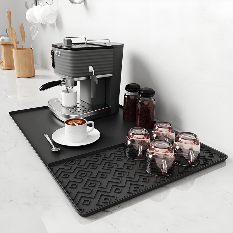 Silicone Coffee Mat and Dish Drying Mat - 24''x16'' Kitchen Counter Mat - Image 1