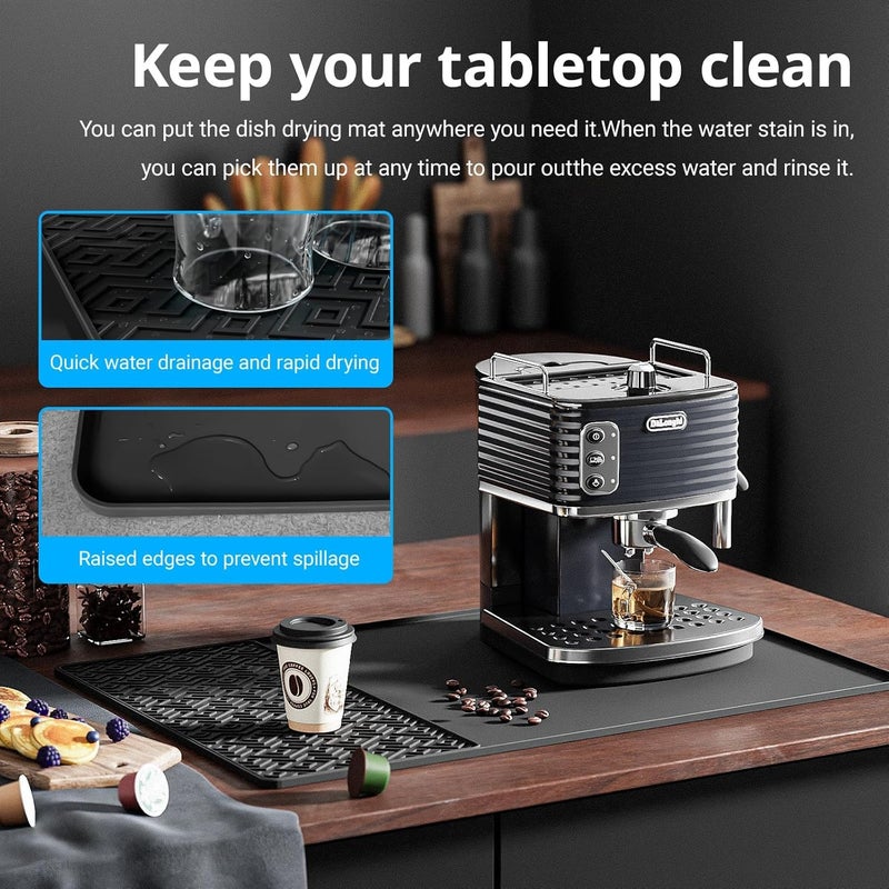 Silicone Coffee Mat and Dish Drying Mat - 24''x16'' Kitchen Counter Mat - Image 5