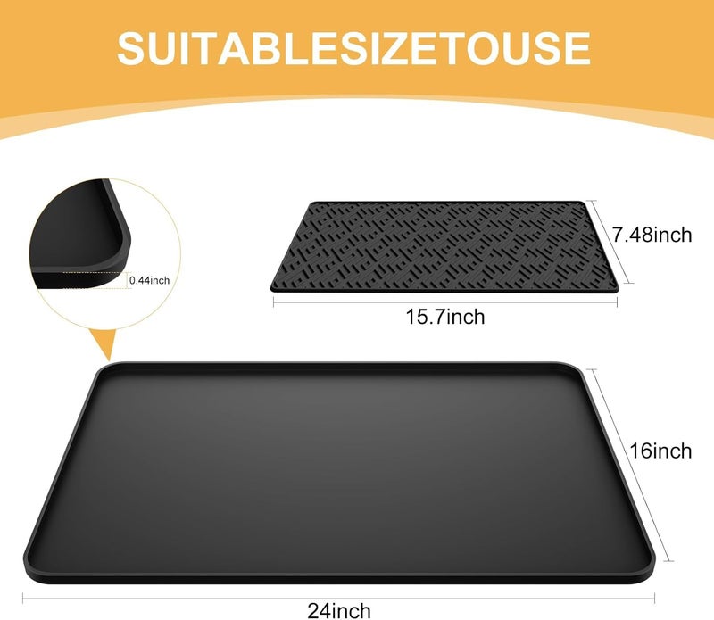Silicone Coffee Mat and Dish Drying Mat - 24''x16'' Kitchen Counter Mat - Image 2