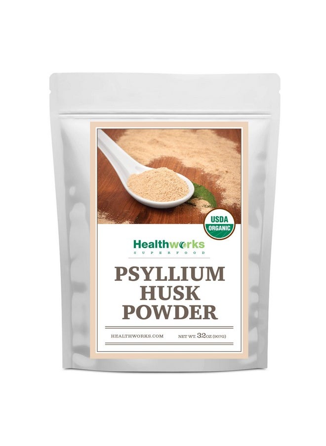 Healthworks - Psyllium Husk Powder (32 Ounces / 2 Pounds) ; Raw ; Certified Organic ; Finely Ground Powder From India ; Keto Vegan & Nongmo ; Fiber Support ; Packaging May Vary - Image 1