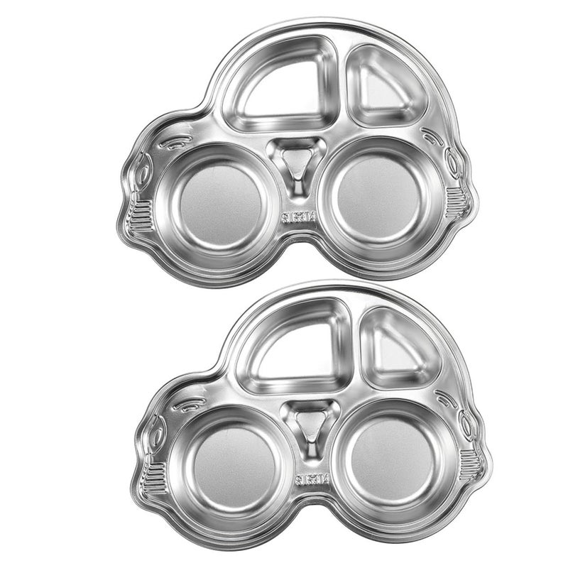 Stainless Steel Divided Lunch Plates 2 Pack Safe Easy Clean For Boys Girls - Image 2
