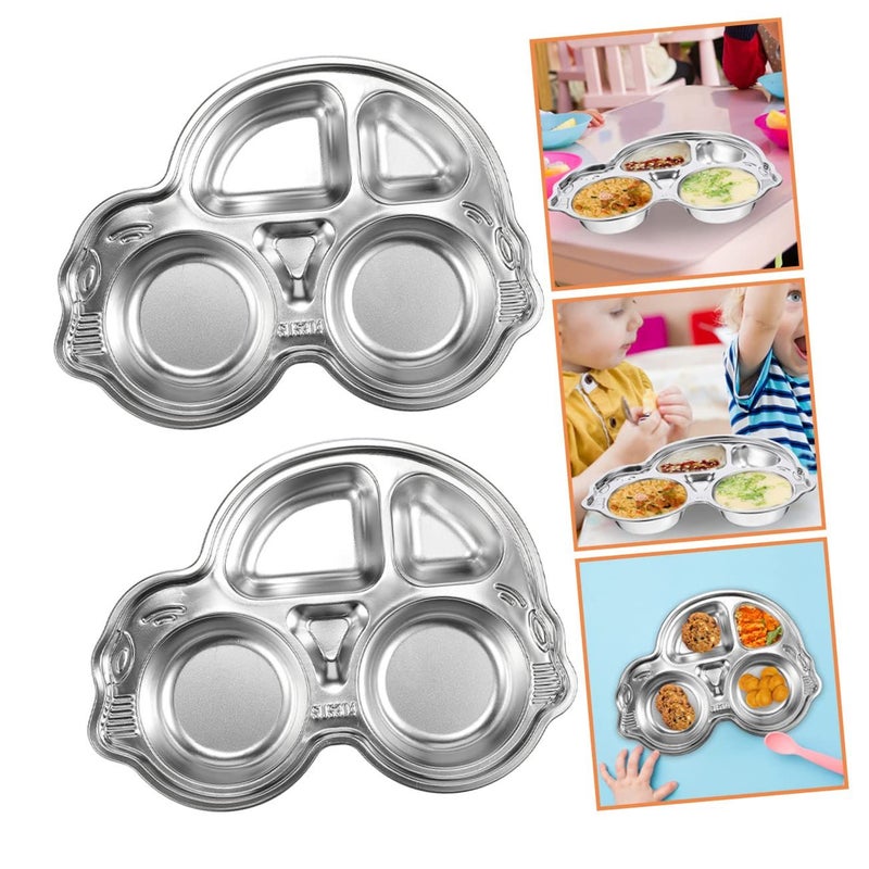 Stainless Steel Divided Lunch Plates 2 Pack Safe Easy Clean For Boys Girls - Image 5